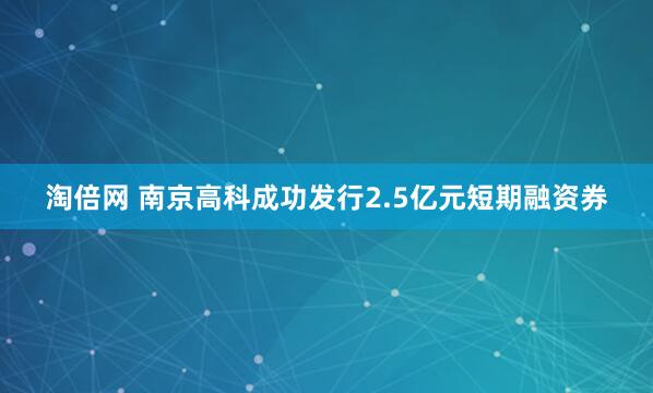 淘倍网 南京高科成功发行2.5亿元短期融资券