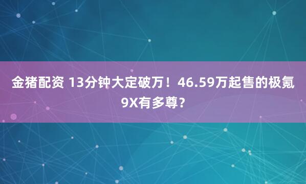 金猪配资 13分钟大定破万！46.59万起售的极氪9X有多尊？