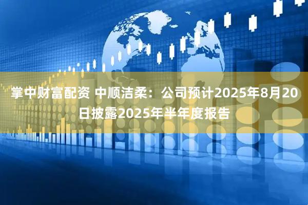 掌中财富配资 中顺洁柔：公司预计2025年8月20日披露2025年半年度报告
