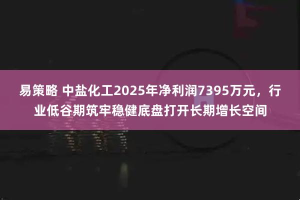 易策略 中盐化工2025年净利润7395万元，行业低谷期筑牢稳健底盘打开长期增长空间